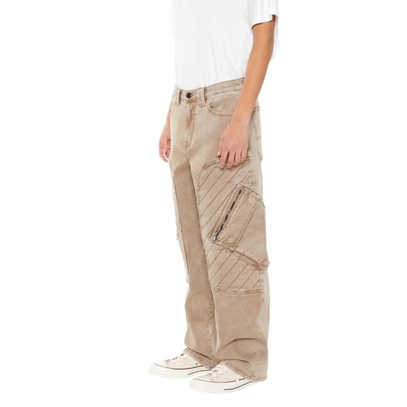 🌹🆕 Forever 21 Tan Beige Cargo Pants Jeans for Men Size 32 - Picture 3 of 7